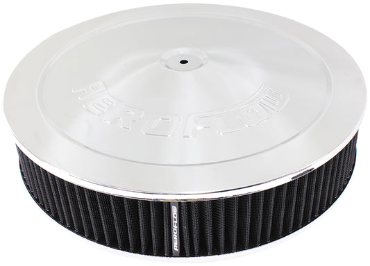 14" X 3"  AIR CLEANER  ASSY   5-1/8" DROPBASE CHROME, COTTON Default Title
