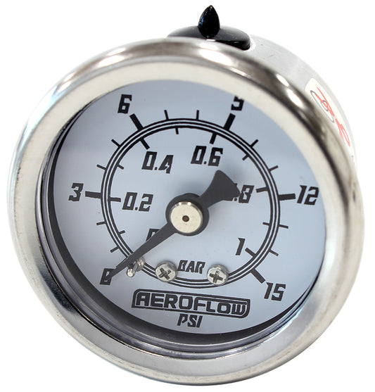 1-1/2" 0-15 PSI PRESSURE GAUGEWHITE FACE BLACK POINTER