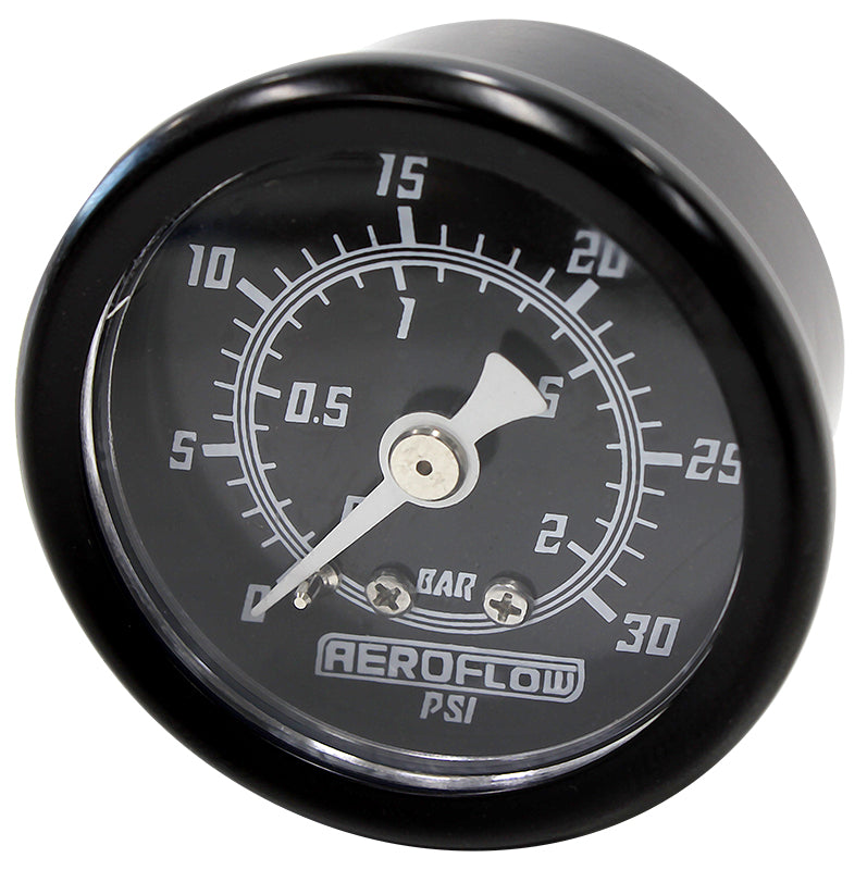 1-1/2" 0-30 PSI PRESS GAUGE   BLACK FACE WHITE POINTER