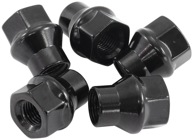7/16"-20 CONICAL ET OPEN      WHEEL NUTS BLACK (5 PACK)