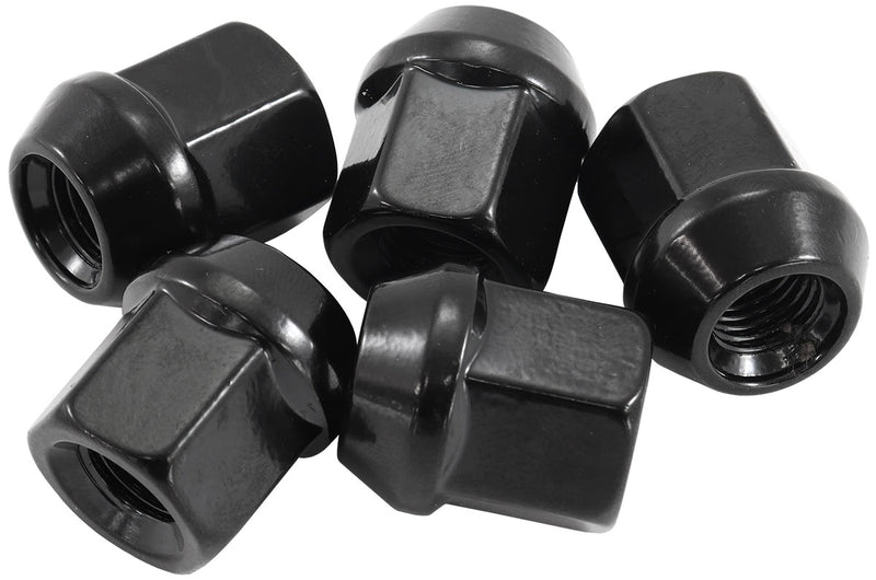 M12 X 1.50mm ACORN SHORT OPEN WHEEL NUTS BLACK (5 PACK)