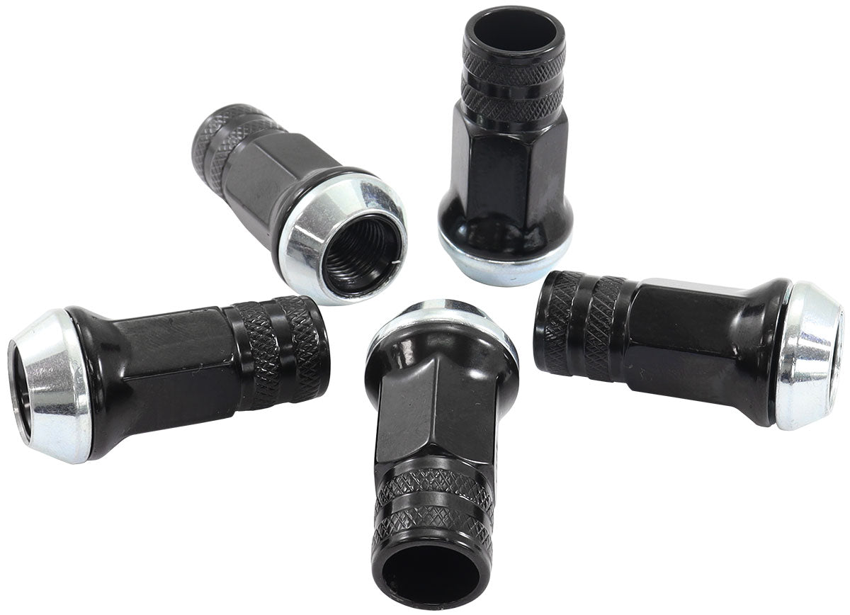 M14 X 1.50mm ACORN LONG OPEN  WHEEL NUTS BLACK (5 PACK) Default Title