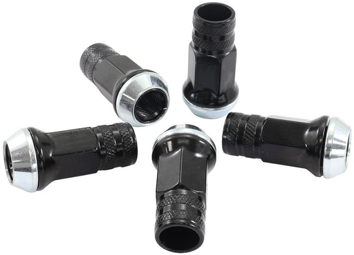 M14 X 1.50mm ACORN LONG OPEN  WHEEL NUTS BLACK (5 PACK)