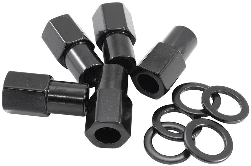 M14 X 1.50mm .750" SHANK OPEN WHEEL NUTS BLACK (5 PACK)