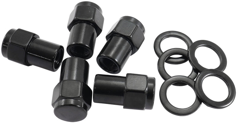 7/16"-20 .550" SHANK CLOSED   WHEEL NUTS BLACK (5 PACK)