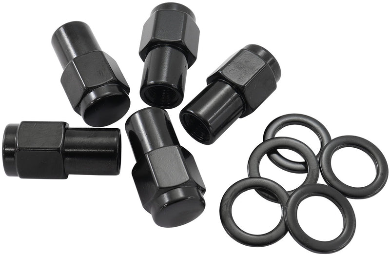1/2"-20 .750" SHANK CLOSED    WHEEL NUTS BLACK (5 PACK)