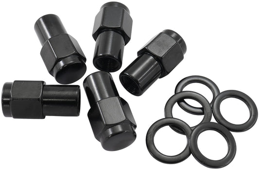 M12 X 1.25mm .750" SHANK      CLOSED WHEEL NUTS BLACK (5) Default Title