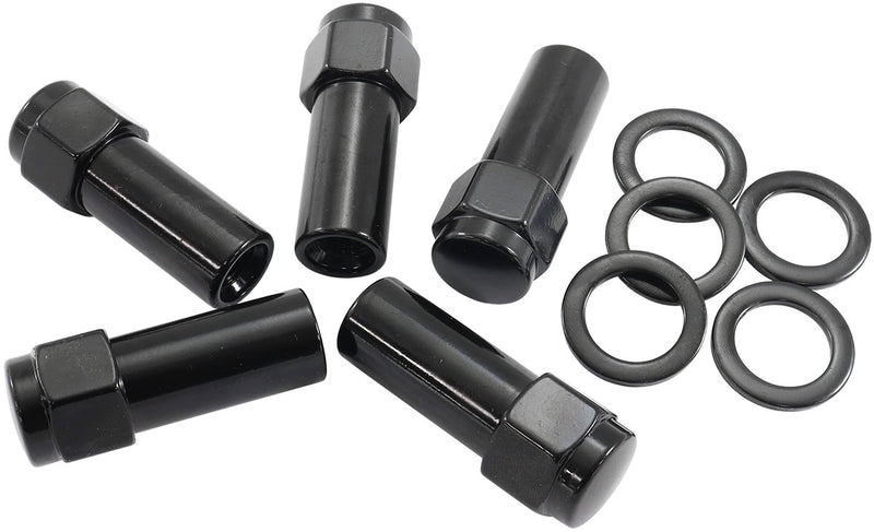 M12 X 1.25mm 1.38" SHANK      CLOSED WHEEL NUTS BLACK (5)