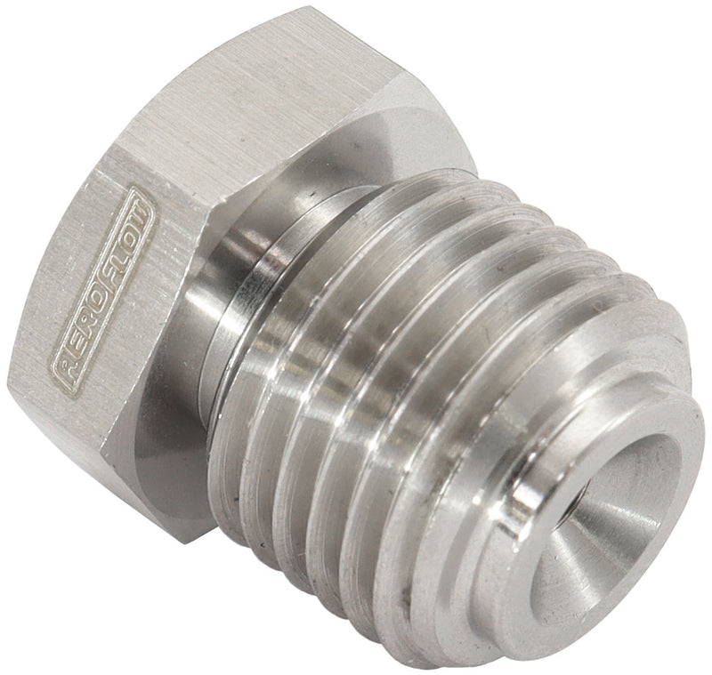 INVERTED FLARE HEX PORT PLUG  9/16-18 STAINLESS STEEL