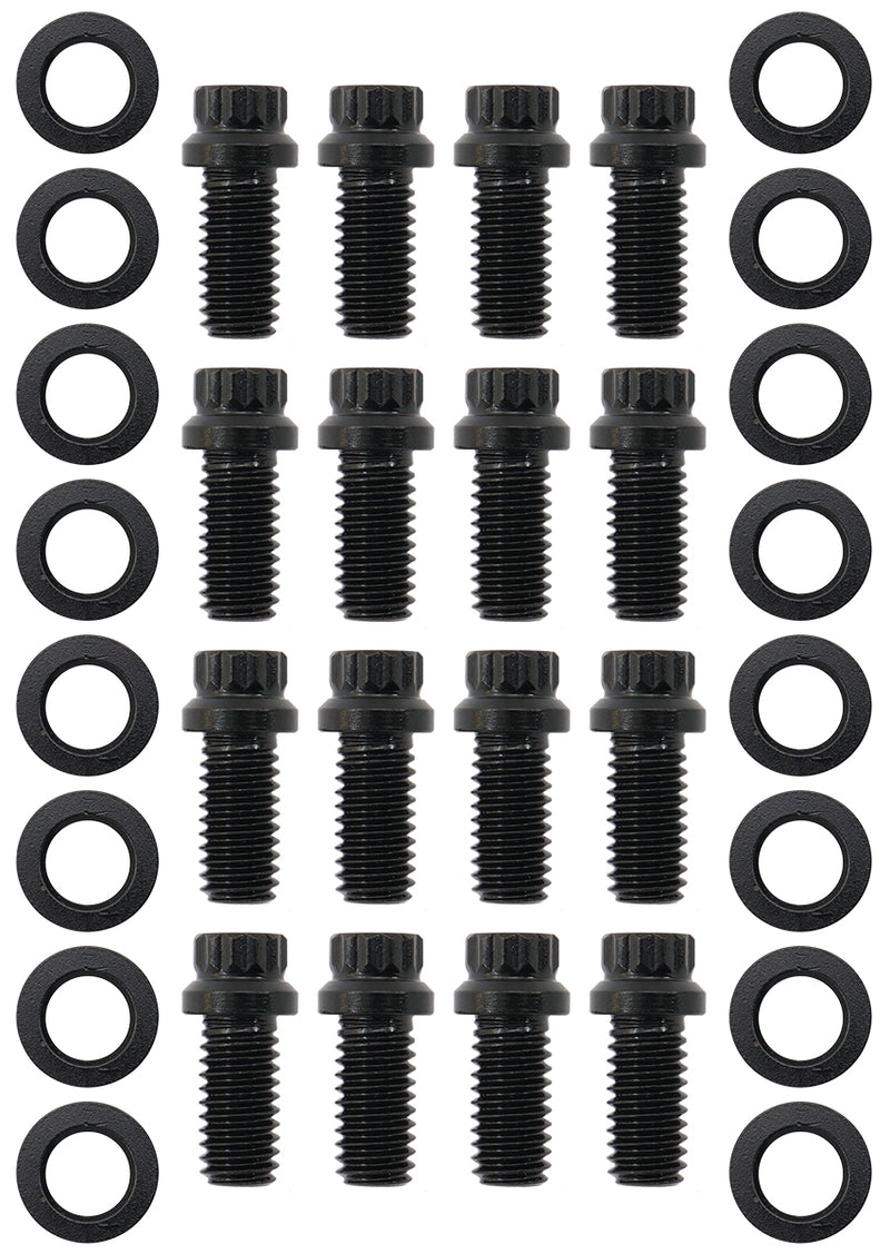 SMALL BLOCK CHEV HEADER BOLTS 12 POINT BLACK x 12 3/8 .750" UNIVER Aeroflow - AF 37-1003