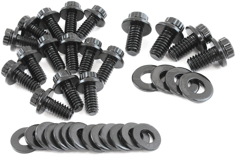 SMALL BLOCK CHEV OIL PAN BOLT KIT STD GASK 12 POINT BLACK   SBC Aeroflow - AF 37-2350