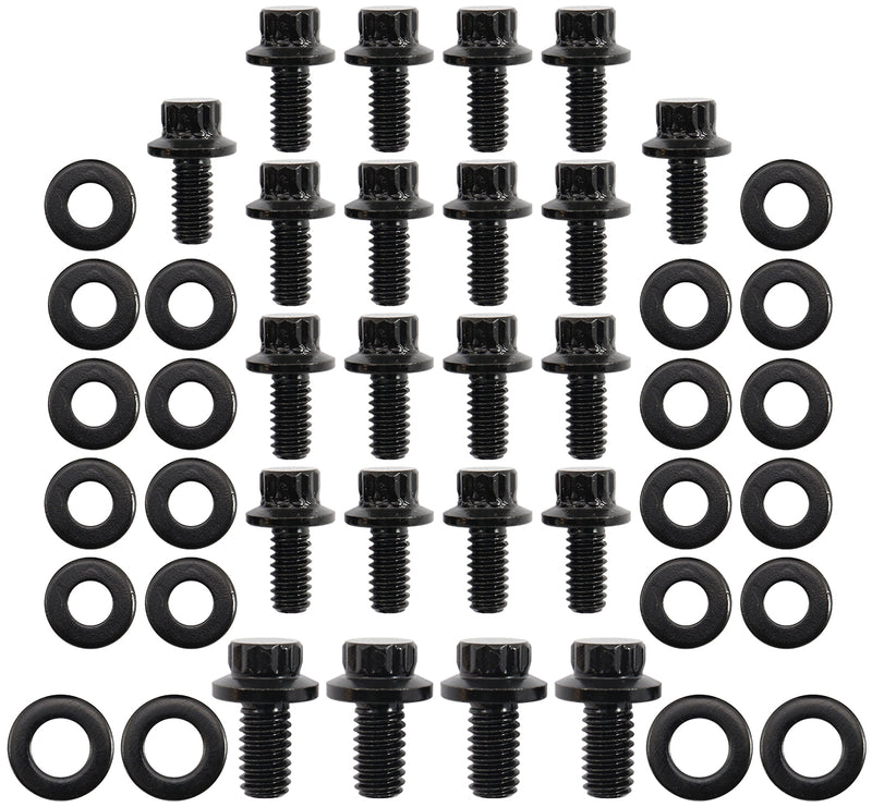 SMALL BLOCK FORD OIL PAN BOLT KIT 12 POINT BLACK CLEVELAND  351 Aeroflow - AF 37-2360