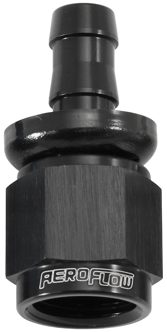 -6AN TO 5/16" BARB STRAIGHT   FULL FLOW PUSH LOCK BLACK