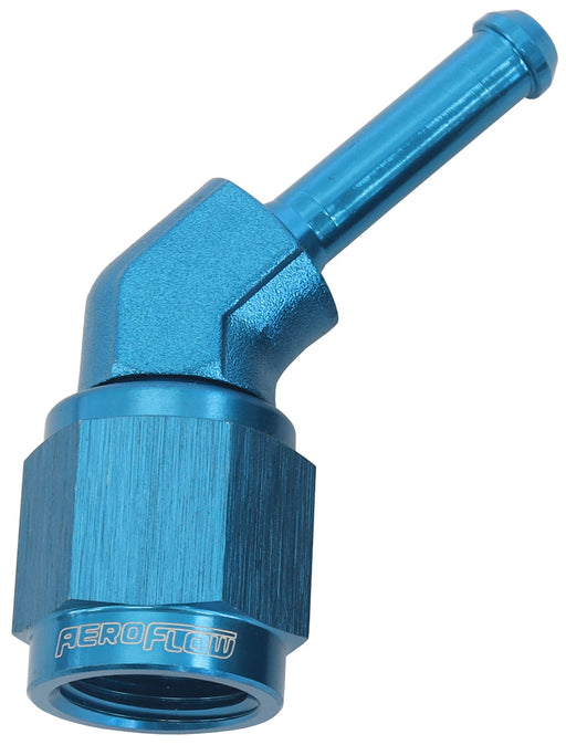 FEMALE -4AN 45 DEG TO 3/16"   BARB BLUE WITH TUBE NUT