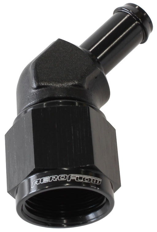 FEMALE -8AN 45DEG TO 3/8" BARBBLACK SWIVEL NUT