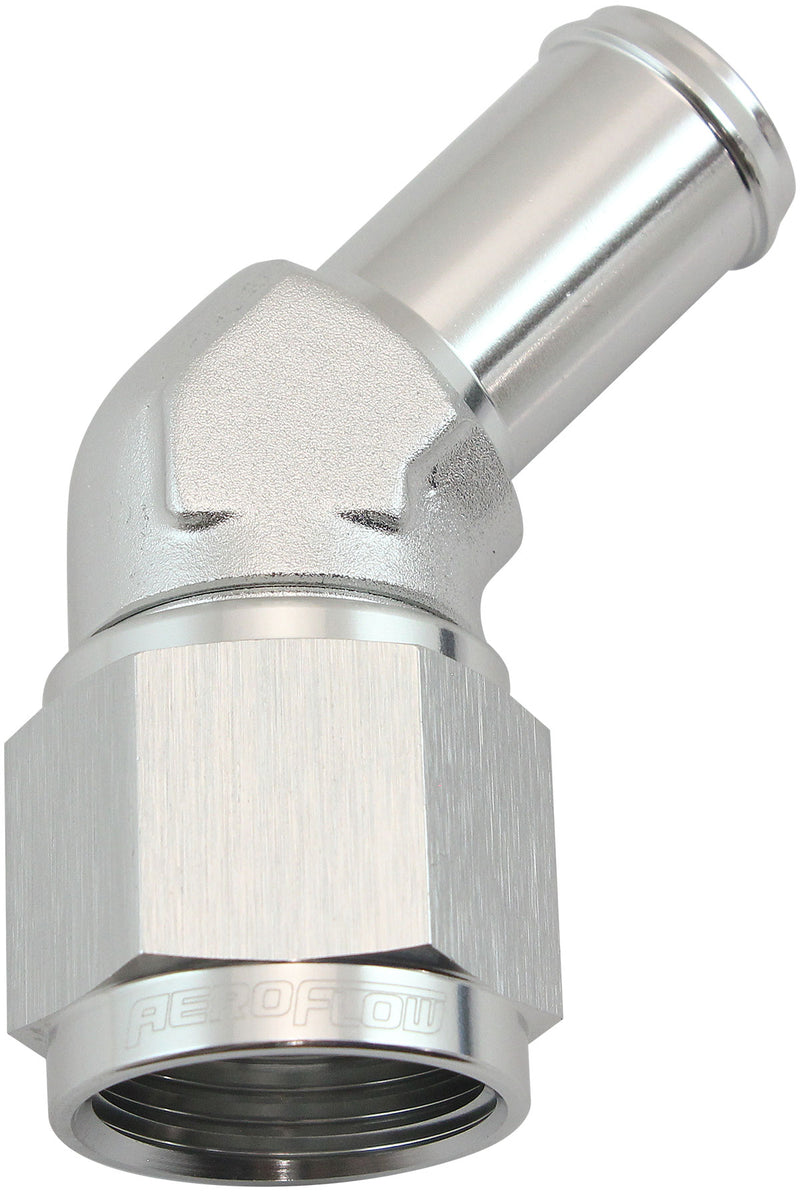 FEMALE -10AN 45DEG TO 5/8 BARBSILVER SWIVEL NUT