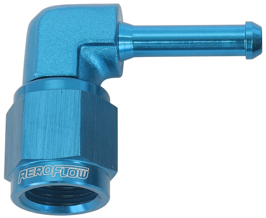 FEMALE -4AN 90 DEG TO 3/16"   BARB BLUE WITH TUBE NUT