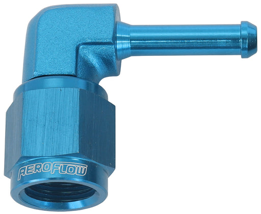 FEMALE -4AN 90 DEG TO 3/16"   BARB BLUE WITH TUBE NUT