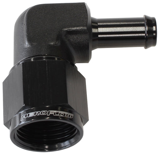 FEMALE -8AN 90DEG TO 3/8" BARBBLACK SWIVEL NUT
