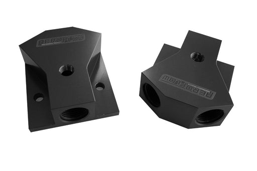 BILLET Y-BLOCK 3X -8 ORB PORTSBLACK WITH MOUNTING PAD