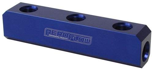 FUEL BLOCK, LOG TYPE -8ORB    BLUE 2 X-8 SIDE, 3X -8 TOP