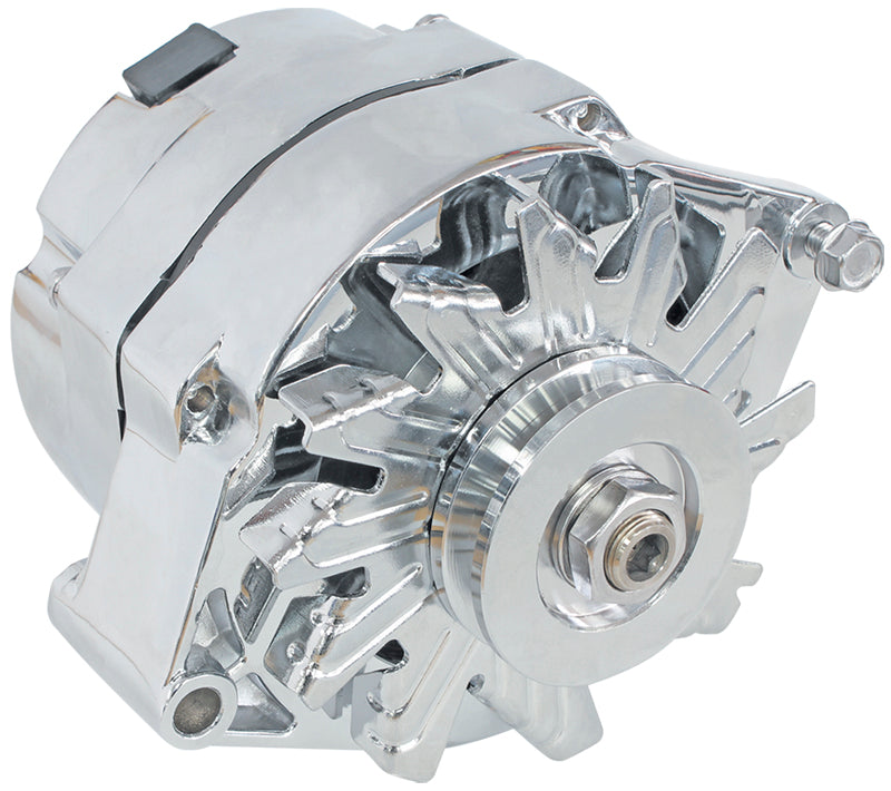 GM CHROME 120 AMP 1 OR 3 WIRE CHEV STYLE ALTERNATOR