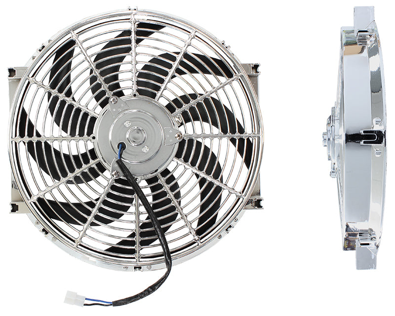 14" CURVED BLADE CHROME FAN   REVERSIBLE 1350CFM
