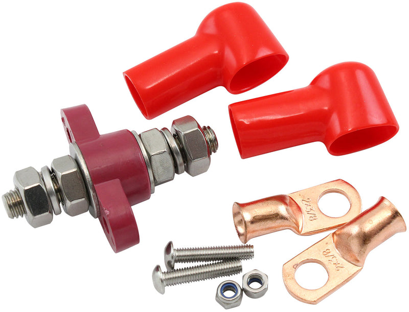 SINGLE ELECTRICAL BULKHEAD M10POST POSITIVE STUD RED TERMINA