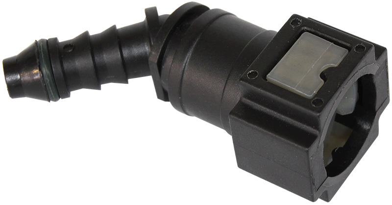 PUSH ON 5/16" EFI FITTING TO  5/16" / 7.94MM BARB 45 DEGREE