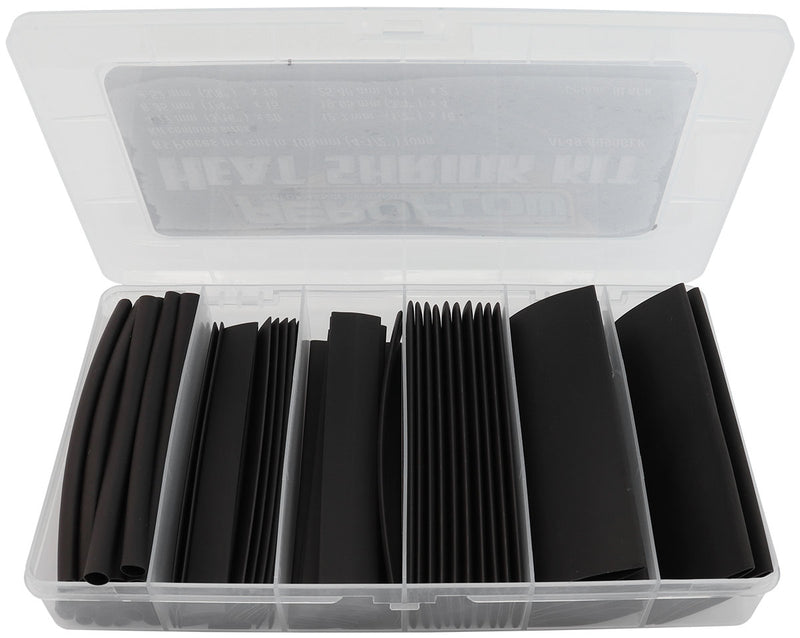 BLACK HEAT SHRINK KIT         61 PIECES 2:1 RATIO 4-25mm