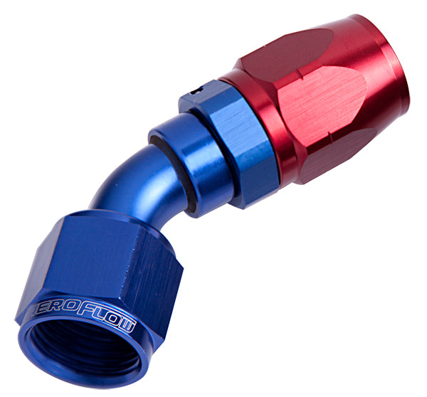 ALLOY 45 DEG HOSE END -10AN   BLUE CUTTER STYLE FULL SWIVEL
