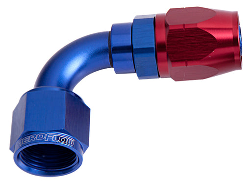 ALLOY 90 DEG HOSE END -10AN   BLUE CUTTER STYLE FULL SWIVEL