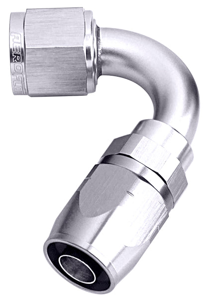 ALLOY 120 DEG HOSE END -6AN   SILVER CUTER STYLE FULL SWIVEL