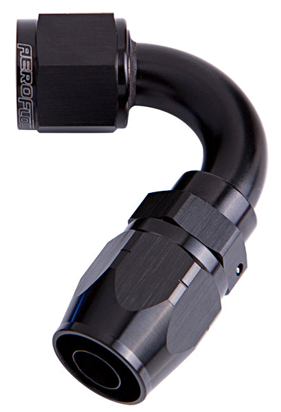 ALLOY 120 DEG HOSE END -8AN   BLACK CUTTER STYLE FULL SWIVEL