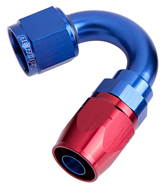 ALLOY 150 DEG HOSE END -8AN   BLUE CUTTER STYLE FULL SWIVEL