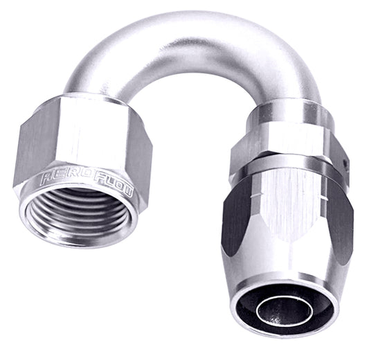 ALLOY 180 DEG HOSE END -6AN   SILVER CUTER STYLE FULL SWIVEL Default Title