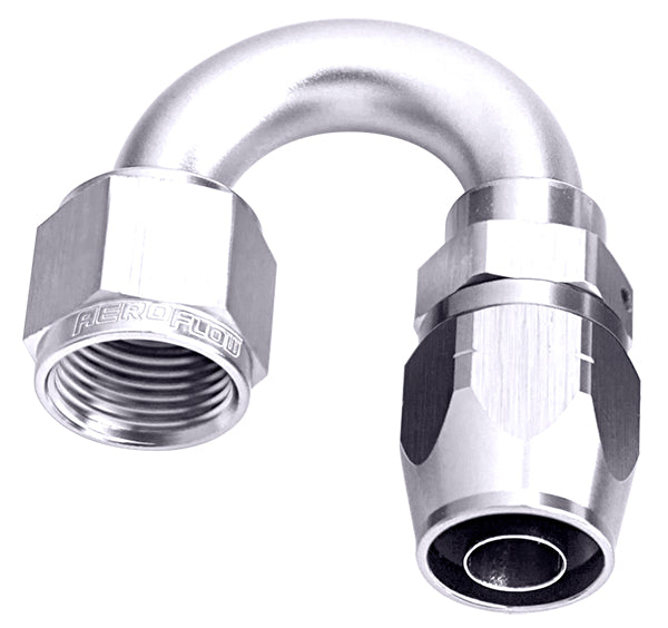 ALLOY 180 DEG HOSE END -10AN  SILVER CUTER STYLE FULL SWIVEL