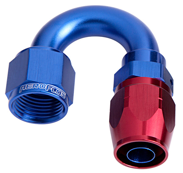 ALLOY 180 DEG HOSE END -20AN  BLUE CUTTER STYLE FULL SWIVEL
