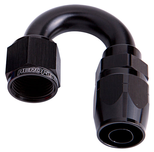 ALLOY 180 DEG HOSE END -20AN  BLACK CUTTER STYLE FULL SWIVEL