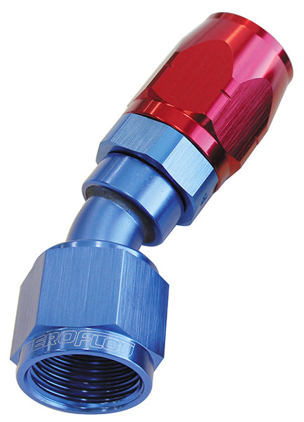 ALLOY 30 DEG HOSE END -4AN    BLUE CUTTER STYLE FULL SWIVEL