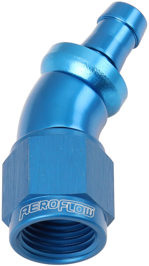 -6AN TO 5/16" BARB 30 DEG FULLFLOW PUSH LOCK BLUE