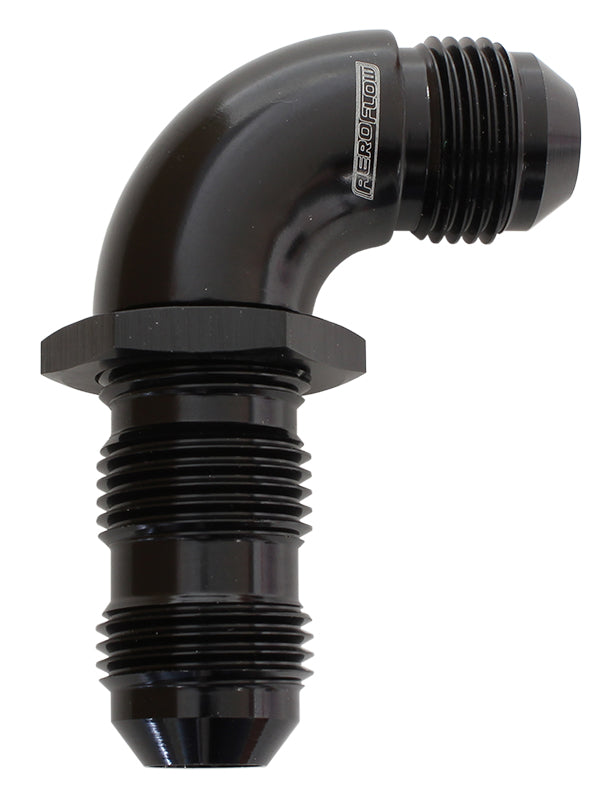 90 DEG BULKHEAD -4AN FULL FLOWBLACK NO RESTRICTION NUT SEPER