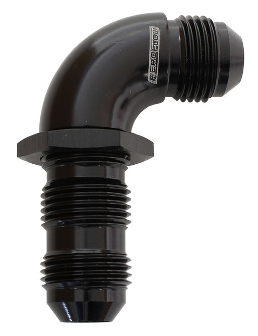 90 DEG BULKHEAD -4AN FULL FLOWBLACK NO RESTRICTION NUT SEPER
