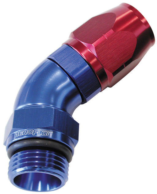 MALE HOSE END -6ORB to -6 HOSEFULL FLOW BILLET 45 DEG