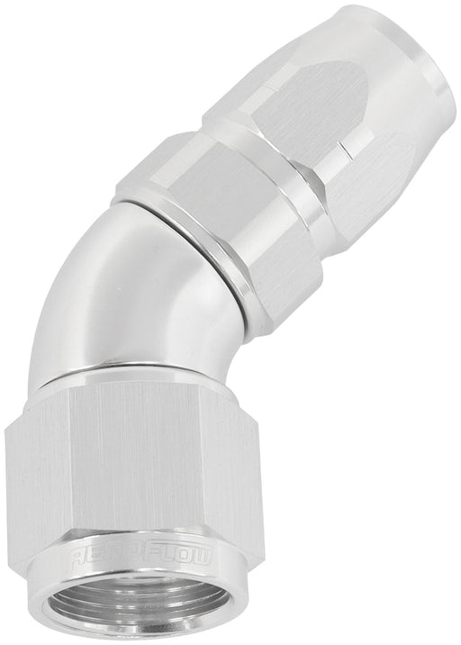 STEPPED 45 DEG HOSEEND -6 HOSETO -8AN REDUCER HOSE END SILVE