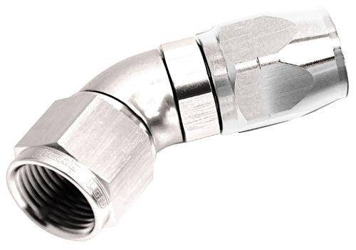 ALLOY 45 DEG HOSE END -6AN    SILVER CUTTER STYLE FULL FLOW