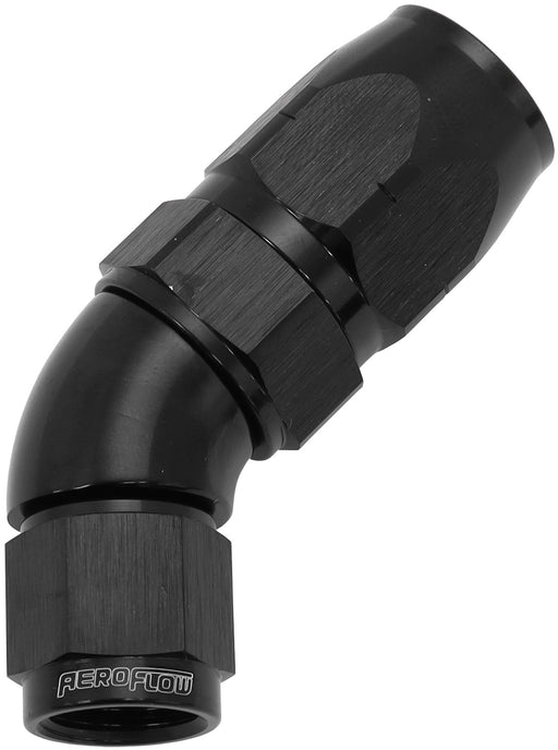 STEPPED 45 DEG HOSEEND -8 HOSETO -6AN EXPANDER HOSE END BLAC