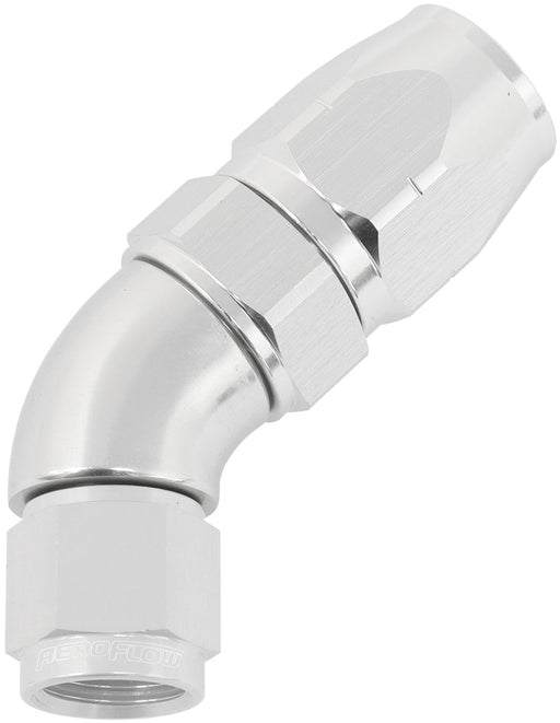 STEPPED 45 DEG HOSEEND -8 HOSETO -6AN EXPANDER HOSE END SILV