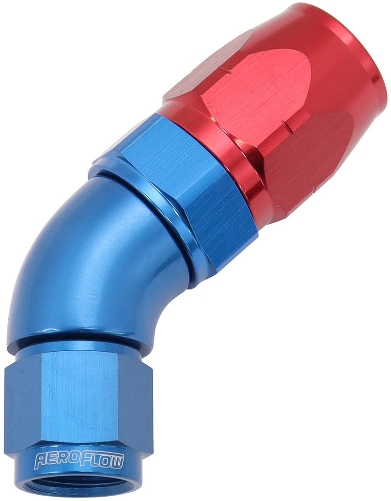STEPPED 45 DEG HOSEEND -8 HOSETO -6AN EXPANDER HOSE END BLUE