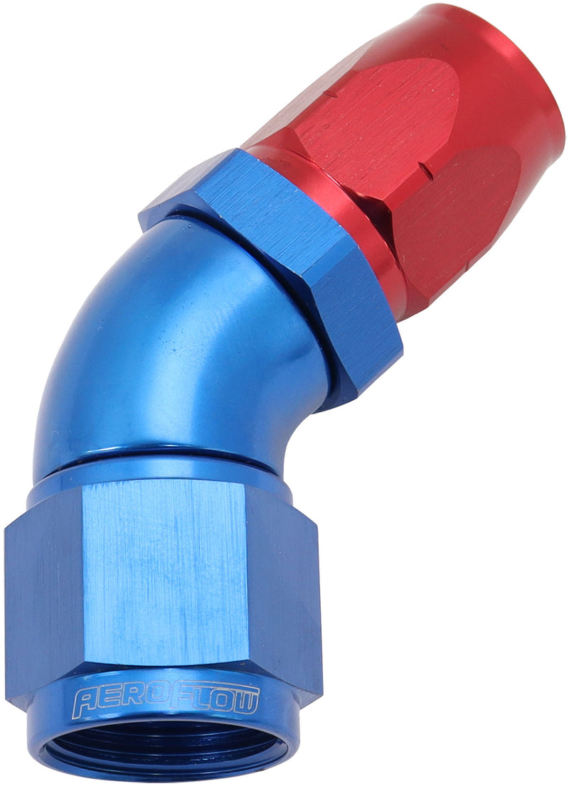 STEPPED 45 DEG HOSEEND -8 HOSETO -10AN REDUCER HOSE END BLUE